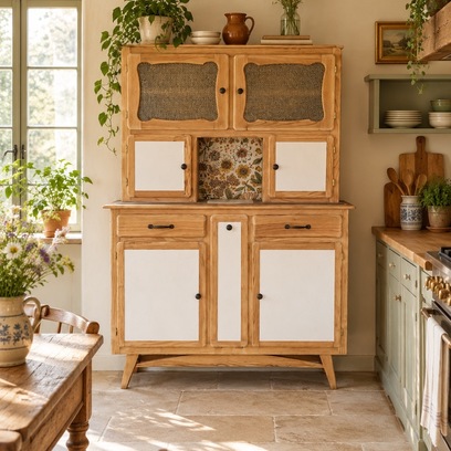 Vente avec paiement en ligne: Buffet Mado Vintage Relooké Bois Craie Vert