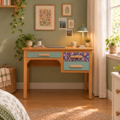 Vente avec paiement en ligne: Bureau vintage vert années 60