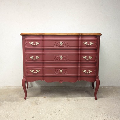 Vente avec paiement en ligne: Commode vintage merisier rénovée - 3 tiroirs