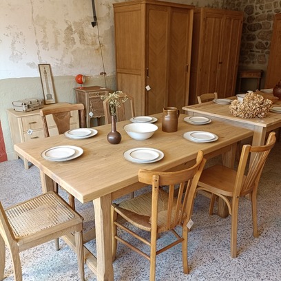 Vente avec paiement en ligne: Table de ferme chêne massif 6-8 personnes