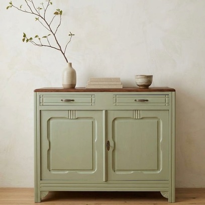 Vente avec paiement en ligne: Buffet Vintage Restauré Vert Sauge Bois Naturel