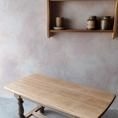 Vente avec paiement en ligne: Table basse ancienne chêne massif pieds tournés