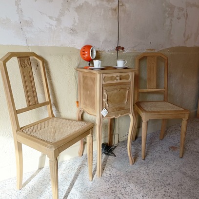 Vente avec paiement en ligne: 2 chaises Art déco cannage mécanique rénovées
