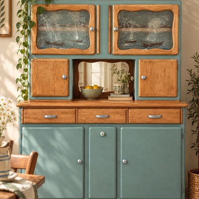Vente avec paiement en ligne: Buffet MADO vintage années 50 vert sauge